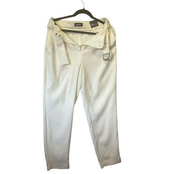 EXPRESS Light Beiges Women’s Pants Ankle Super HighRise Belted Size 4 NWT - Picture 3 of 16